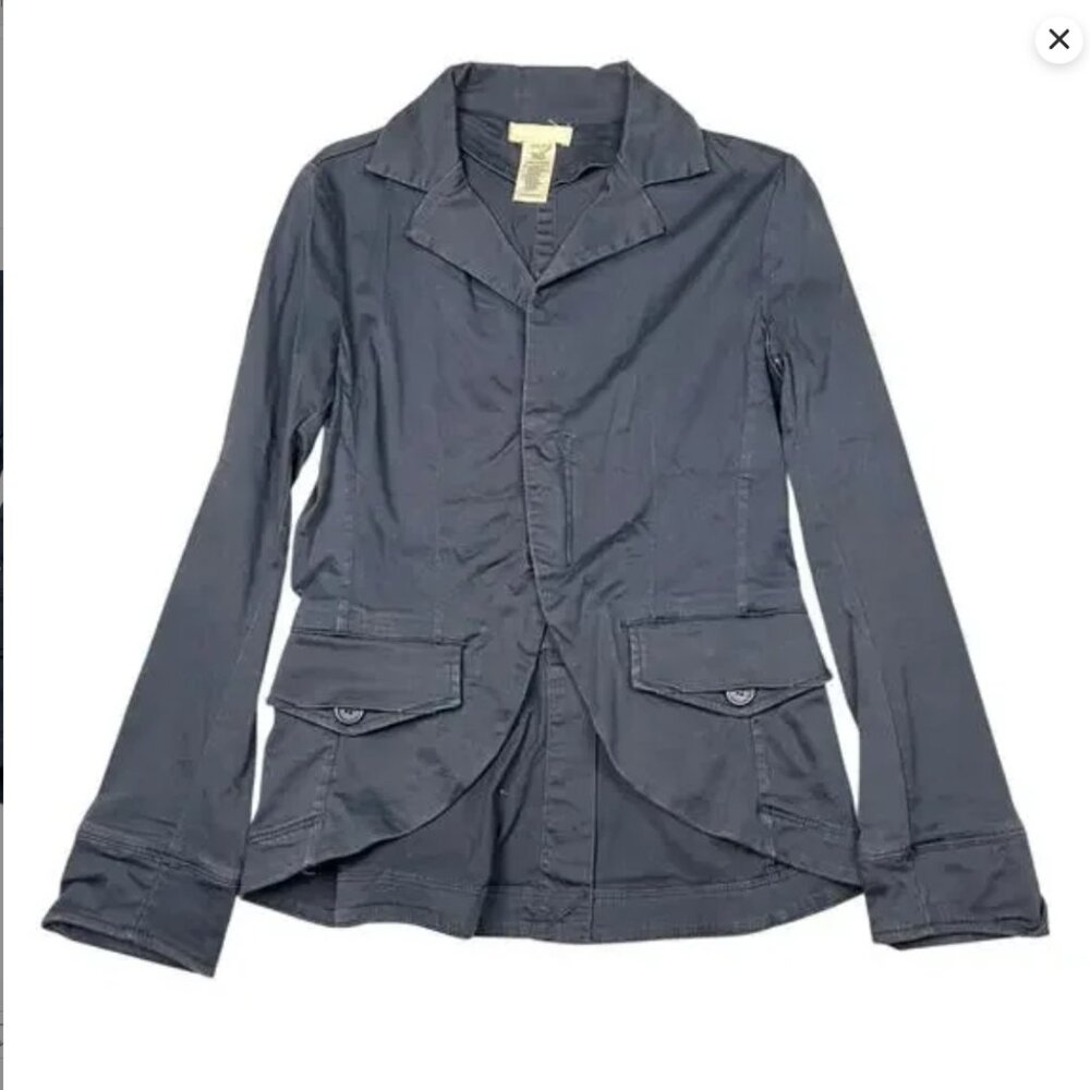 Diesel High Low Twill Short Fitted Jacket Blazer Navy Blue Womens Small